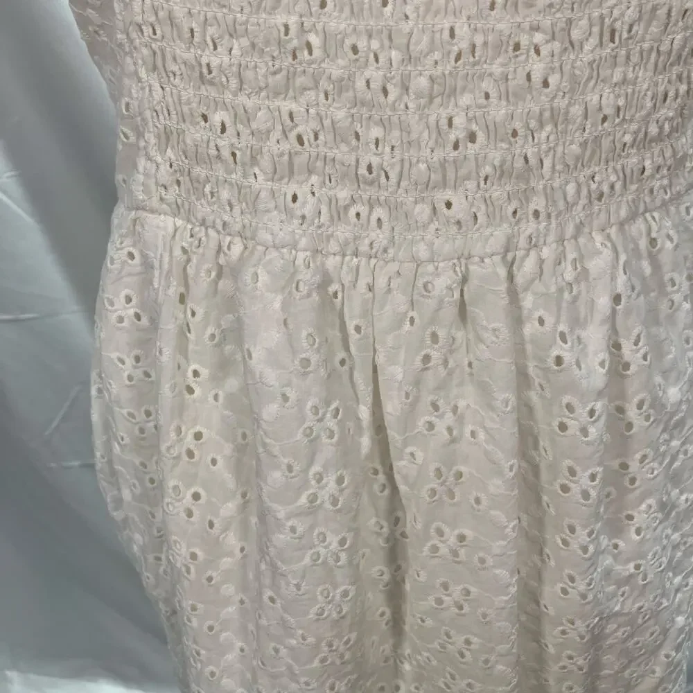 Selfie Juniors White Eyelet Dress Large Cotton Sleeveless Cute Summer Graduation